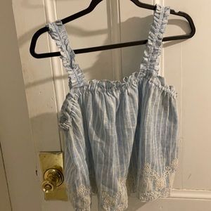 Blue and white striped Zara top